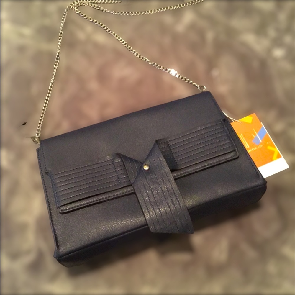 Navy Handbag Silver Chain - Picture 3 of 6